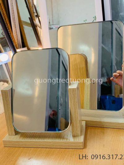 Gương soi để bàn khung gỗ đẹp