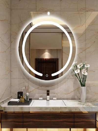 Gương tròn treo tường đèn led nút cảm ứng bật tắt Bỉ cao cấp treo phòng tắm nhà tắm