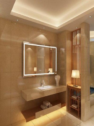 Gương nhà tắm đèn led treo tường hình chữ nhật - Gương Bỉ phòng tắm cao cấp