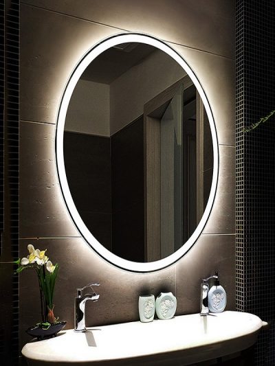 Gương đèn led phòng tắm nhà tắm hình OVAL treo tường