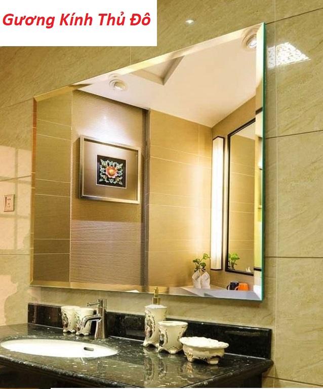 Gương phòng tắm treo tường hình chữ nhật mài vát cạnh