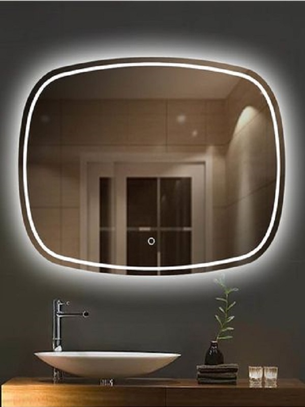 Gương soi treo tường đèn led nút cảm ứng phòng tắm - Gương Bỉ cao cấp nhà tắm