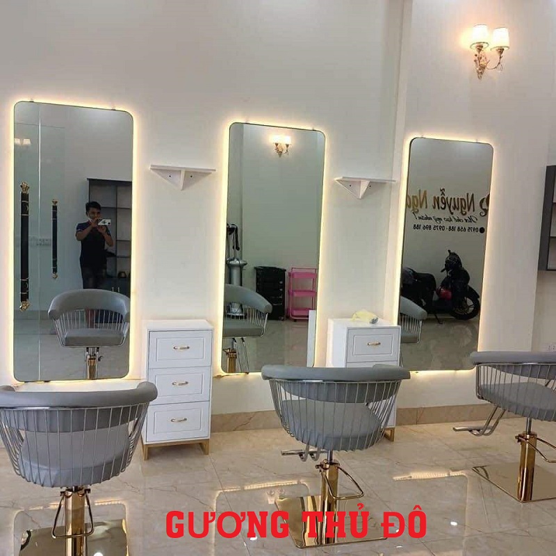 Gương cắt tóc tròn góc GCT07  Nội thất Salon tóc giá rẻ tại xưởng